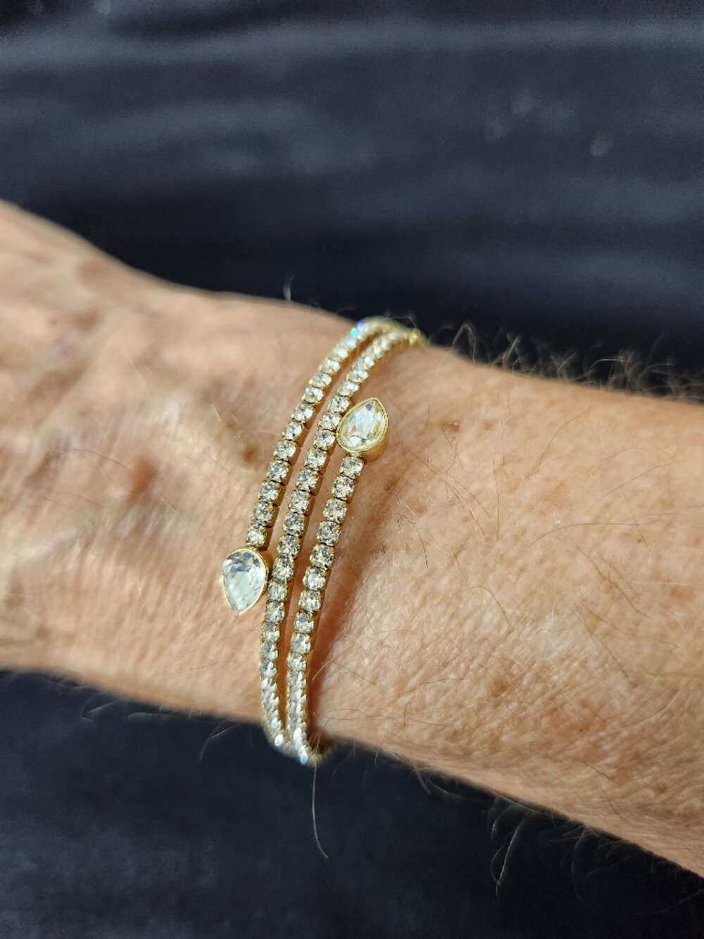 Swarovski gold toned crystal expandable bracelet